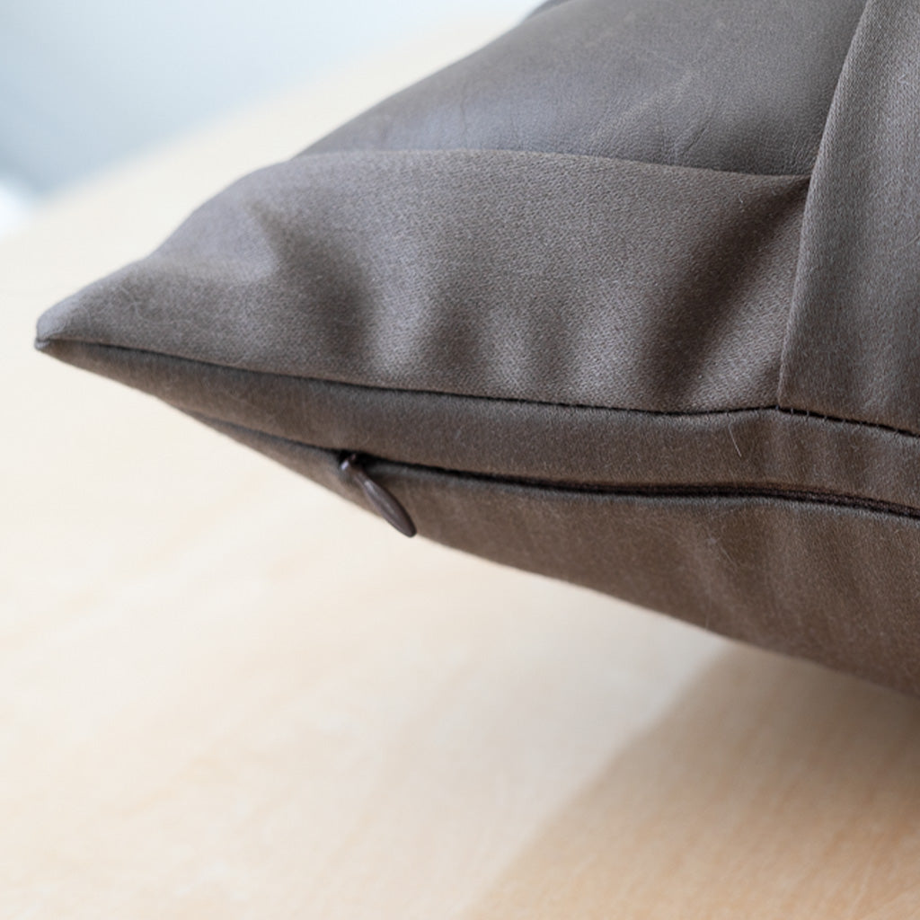 Chocolate Wool and Leather Quilt Pillow