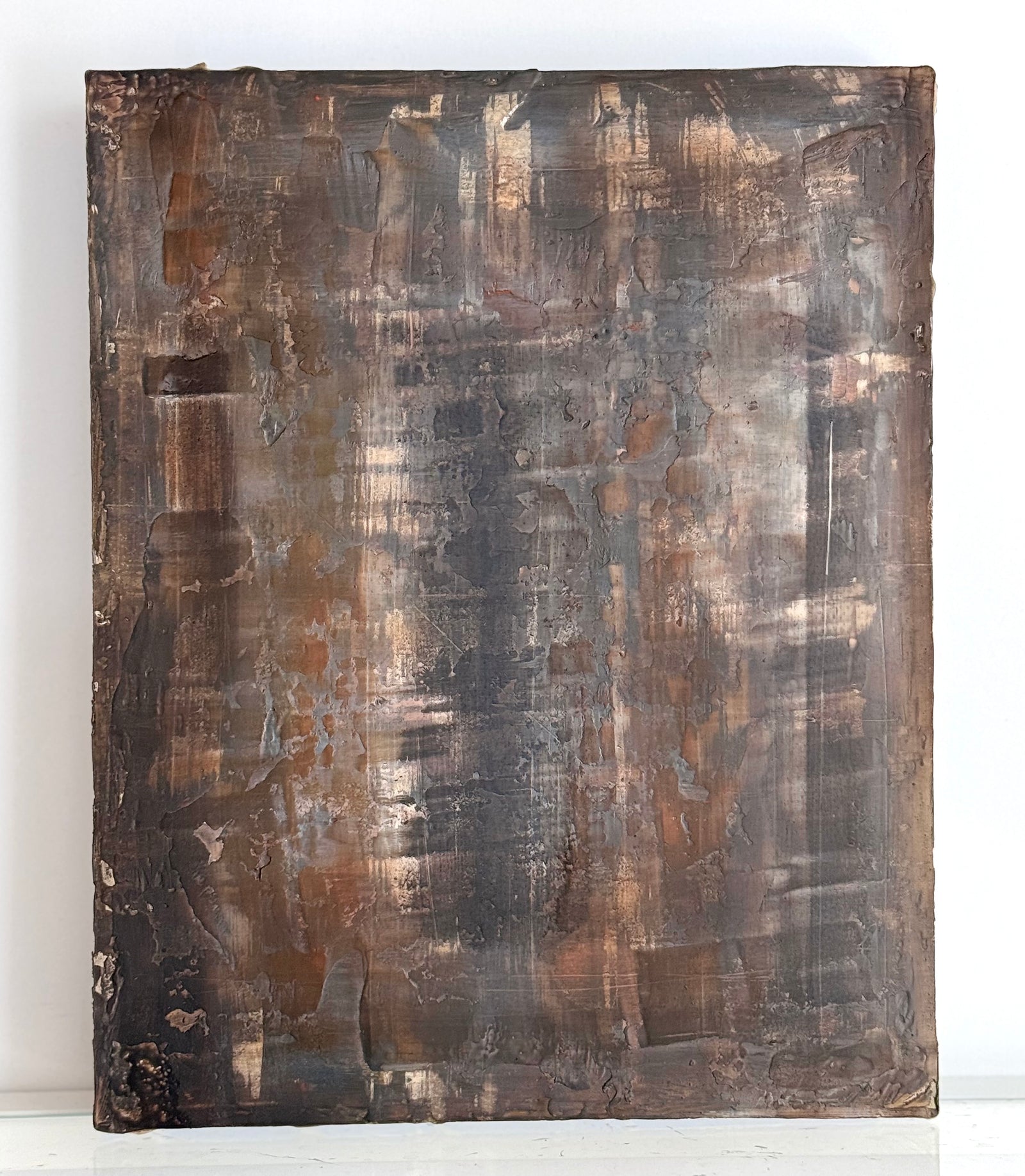 Pan Pastel and Wax Art in brown, caramel and black.