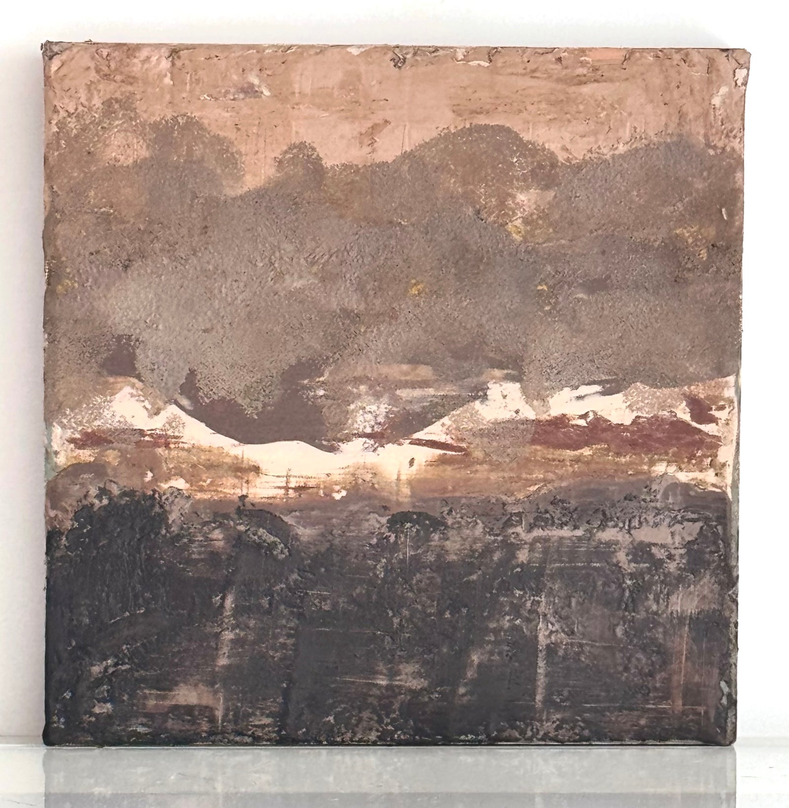 Horizon Study No. 7 — original encaustic work on cradled birch panel, dark layered tones, scraped surface, ADALÉI Studio, Raleigh NC