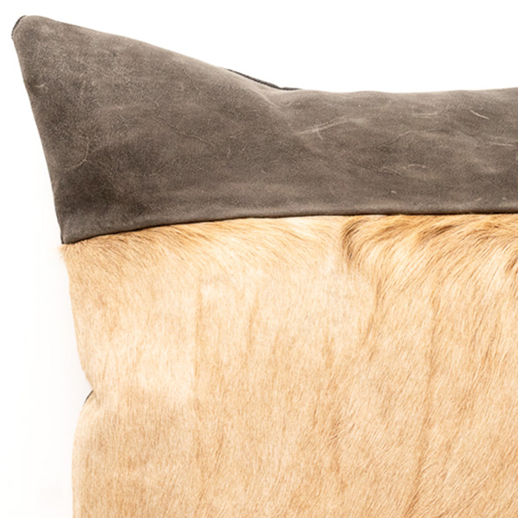 Light Rust Hair on Hide and Dark Gray Leather Pillow