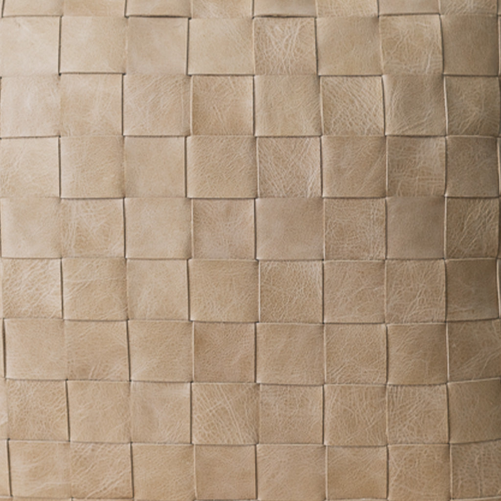 Tan Reclaimed Leather Weave Pillow