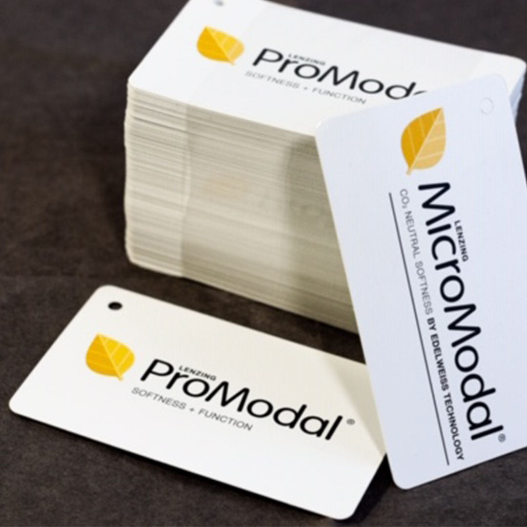 Picture of clothing tags. MicroModal and ProModal.