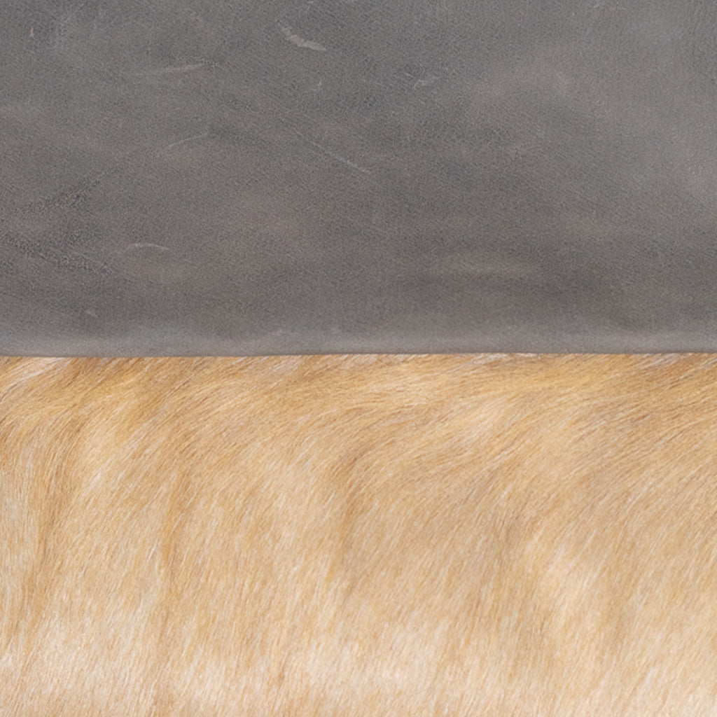 Light Rust Reclaimed Hair on Hide and Dark Gray Leather Pillow