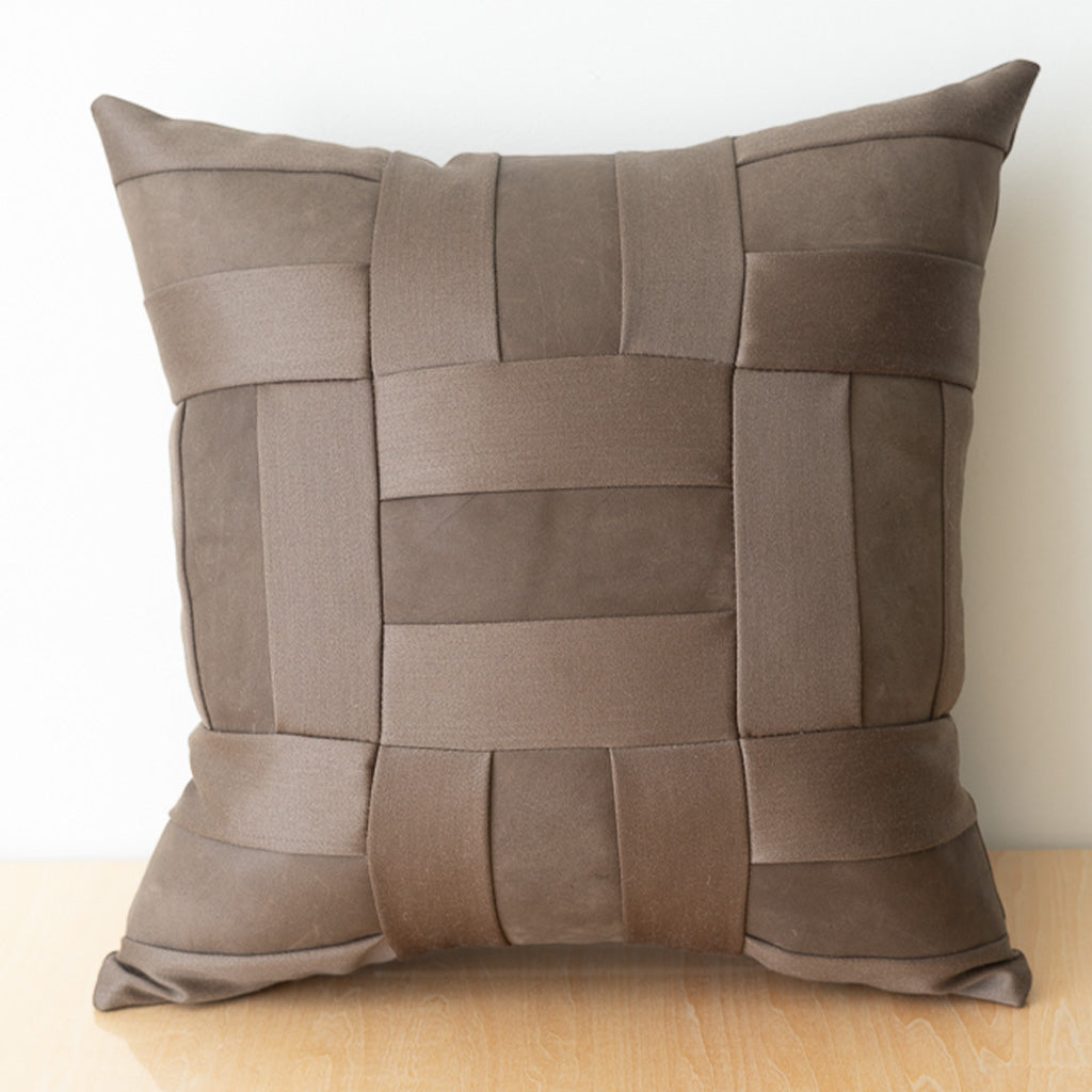 Chocolate Wool and Leather Quilt Pillow