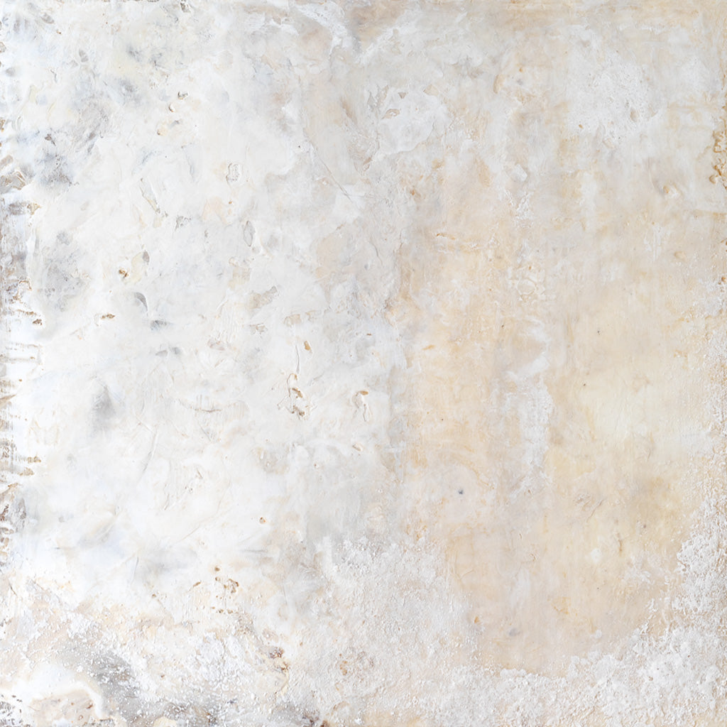 Close up of cream and white encaustic painting by ADALEI.  Made in Raleigh NC 