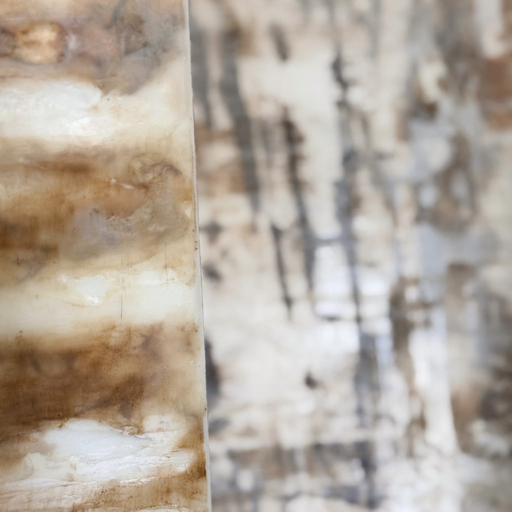 Two neutral  wax art boards in dreamy haze. 