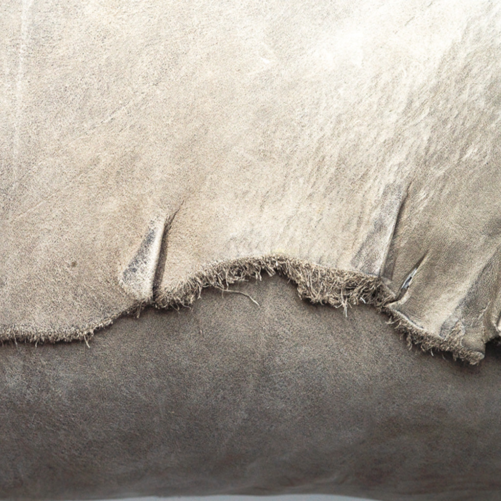 Éléphant Gris Reclaimed Leather Large Lumbar Pillow