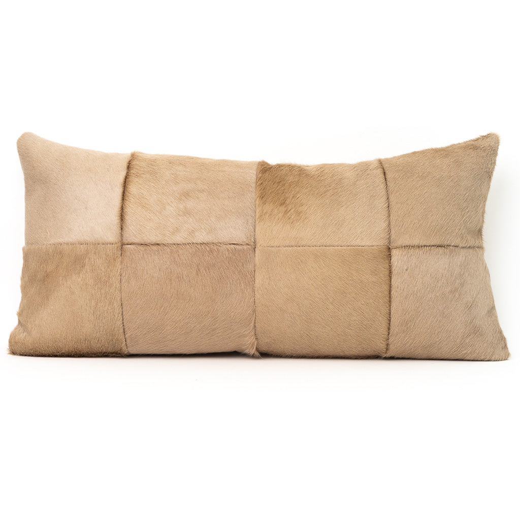 Brown Quilt Reclaimed Hair-on-Hide Large Lumbar