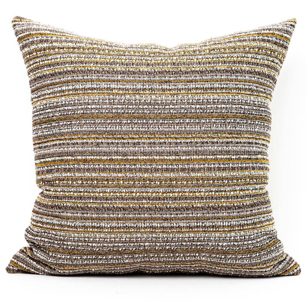 Multi-colored luxury pillow from the ADALÉI Pillow Collection, paired with encaustic art