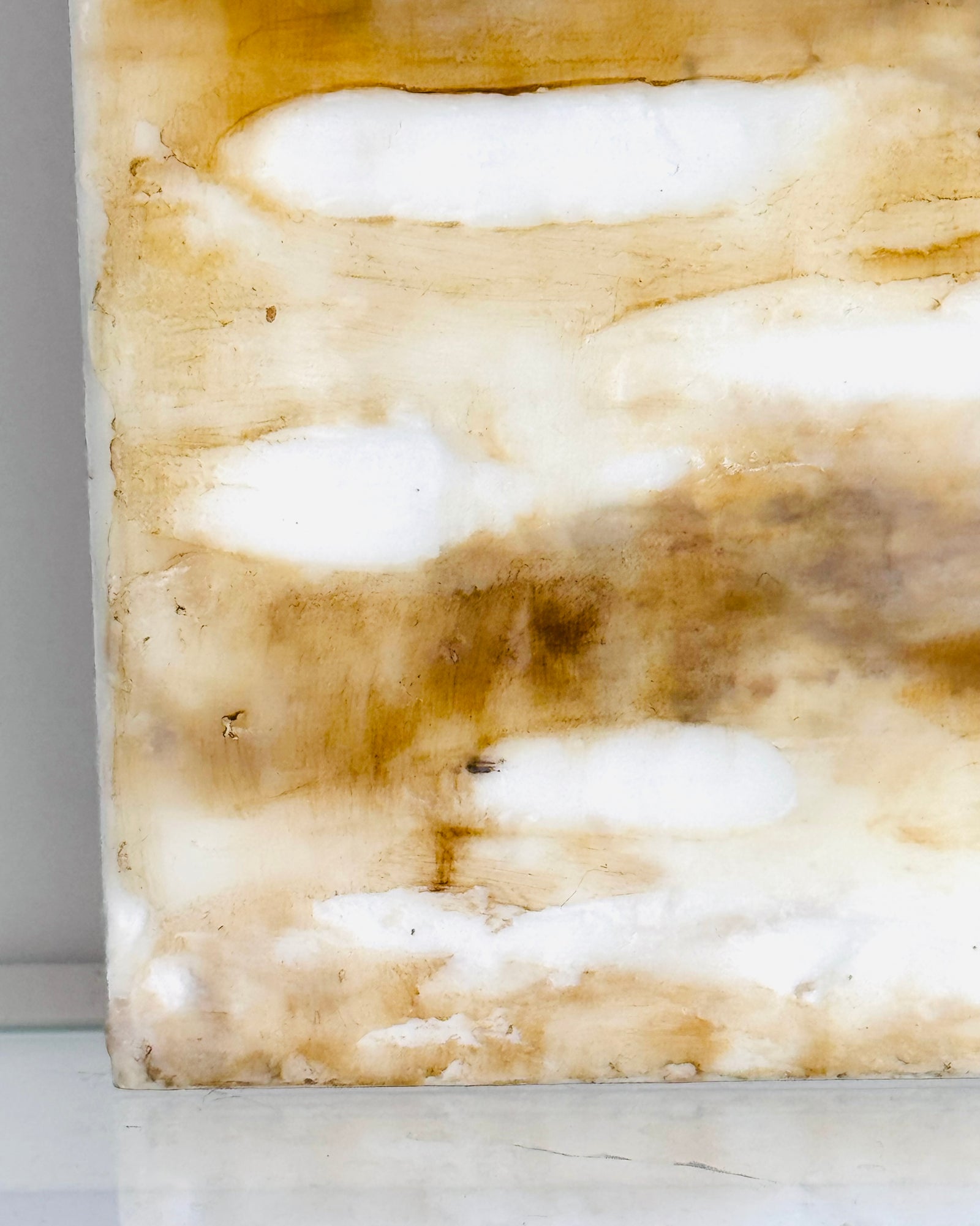 Close up of Ocher and Burnt Umber Study No. 1.  Original Encaustic Art from ADALEI, Raleigh NC.  