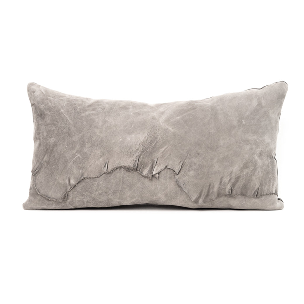 Dark Gray Leather Overlay Large Lumbar
