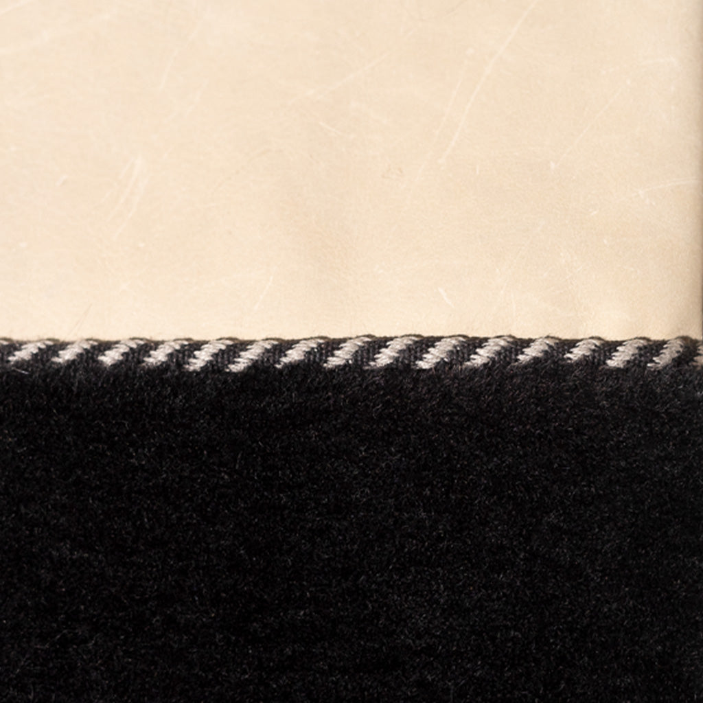 Black Alpaca Wool and Reclaimed Leather Pillow