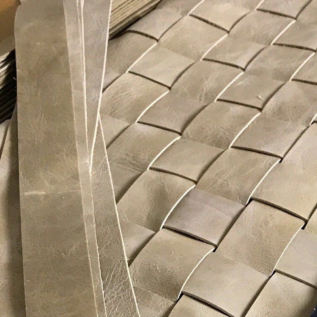 Tan Reclaimed Leather Weave Pillow