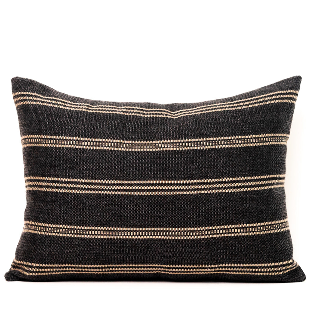 Black and Gold Stripe Lumbar Pillow Cover (indoor/outdoor)