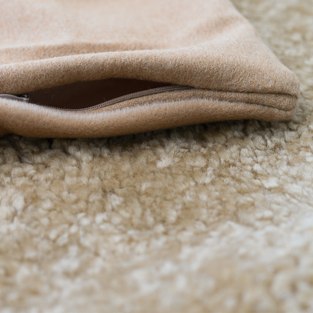 Camel Cashmere Wool and Shearling Pillow Cover (sold as pair)