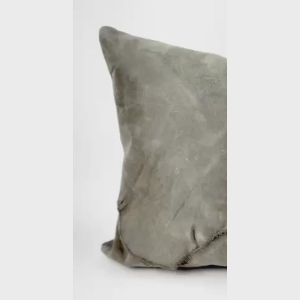 Éléphant Gris Reclaimed Leather Large Lumbar Pillow