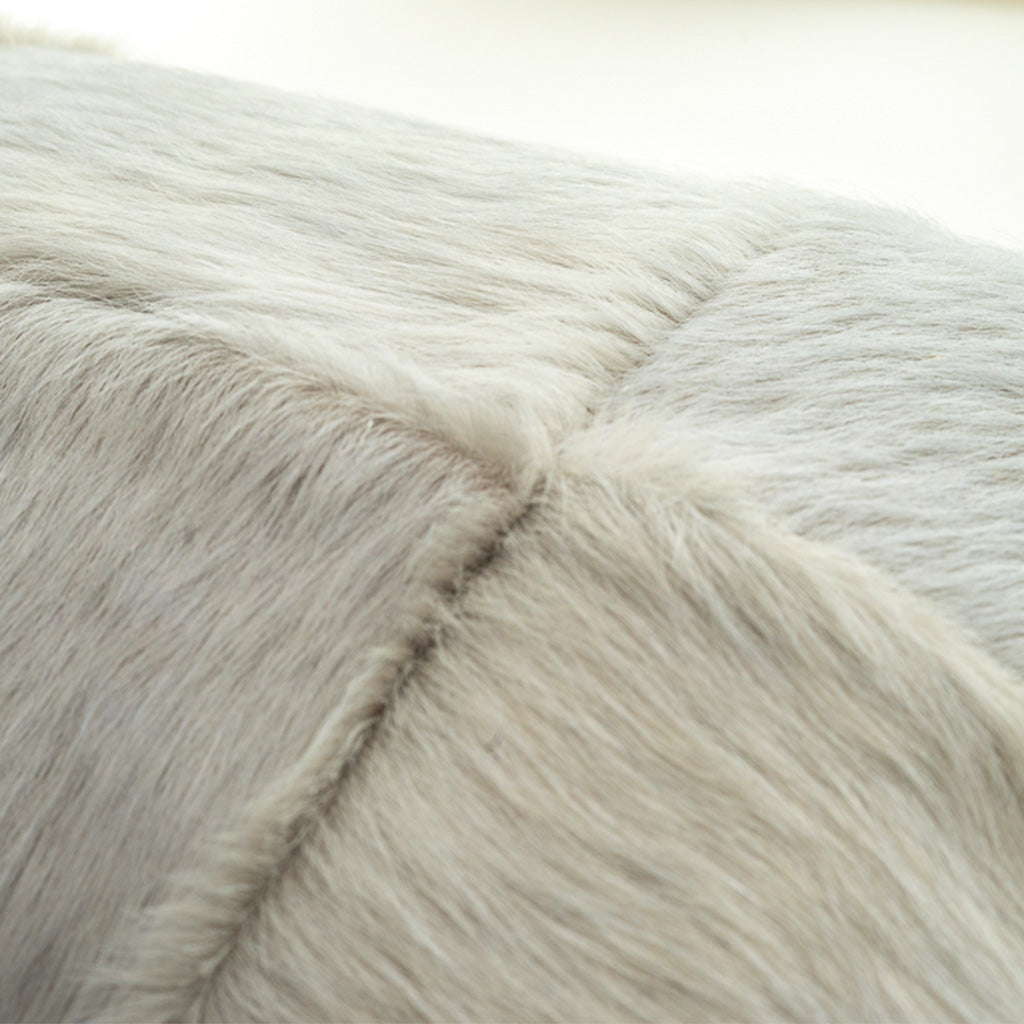 Light Gray Quilt Reclaimed Hair-on-Hide Lumbar Pillow