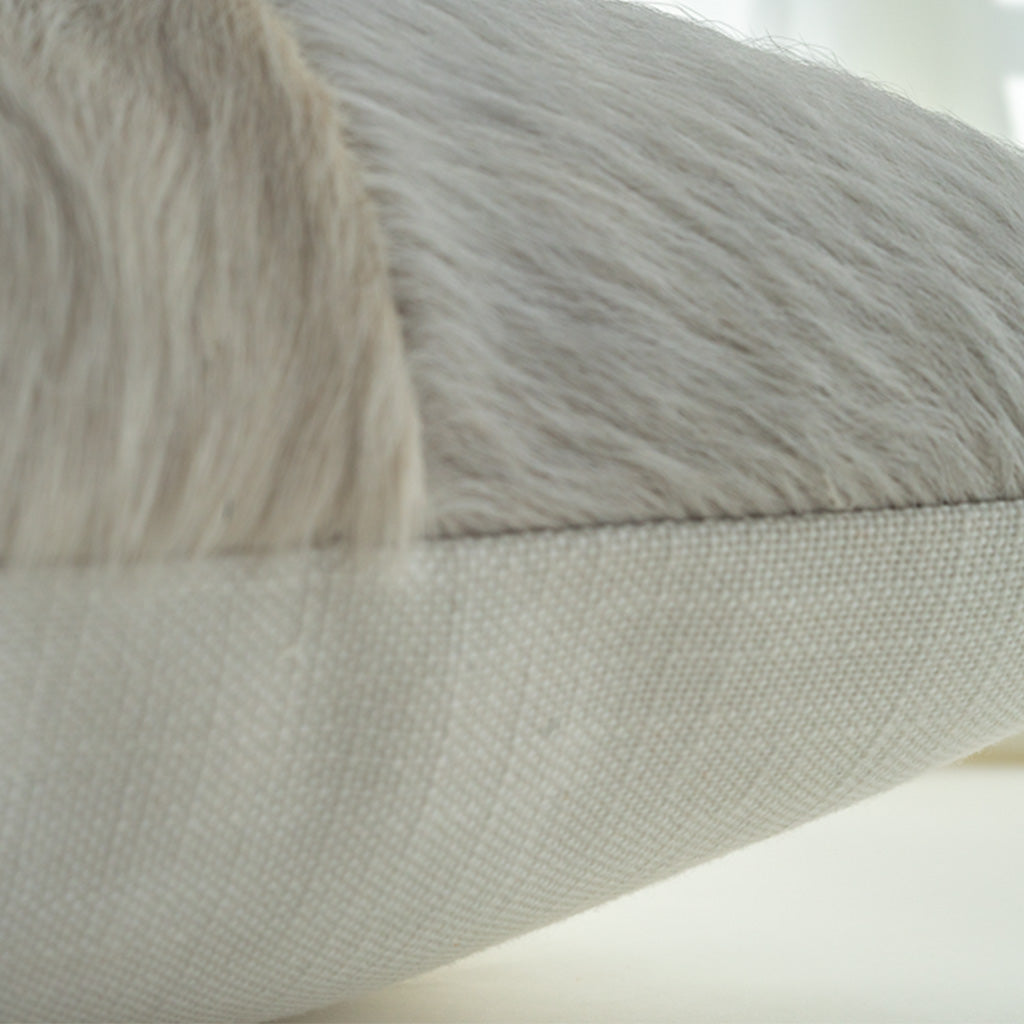 Light Gray Quilt Reclaimed Hair-on-Hide Lumbar Pillow