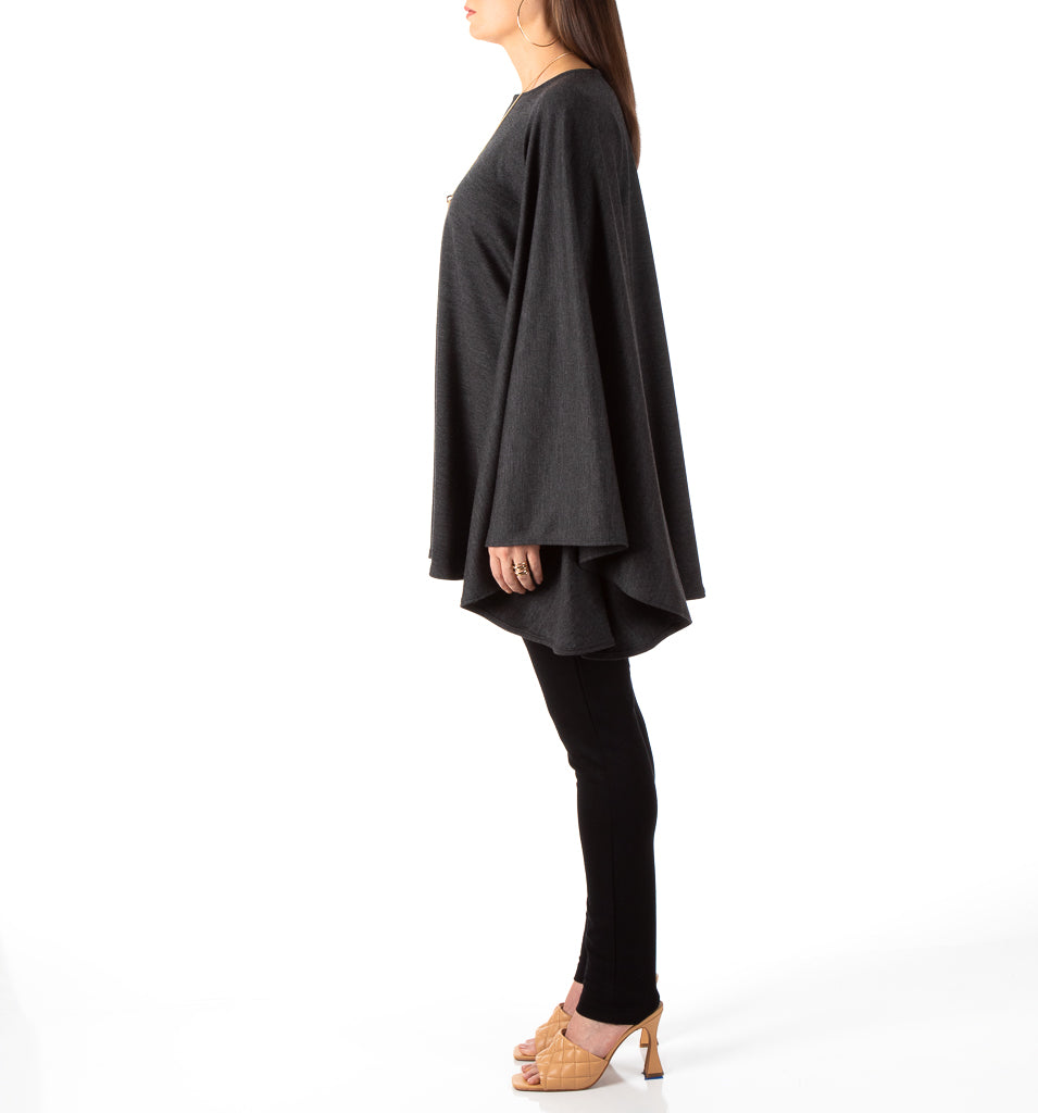 Side view of wool poncho