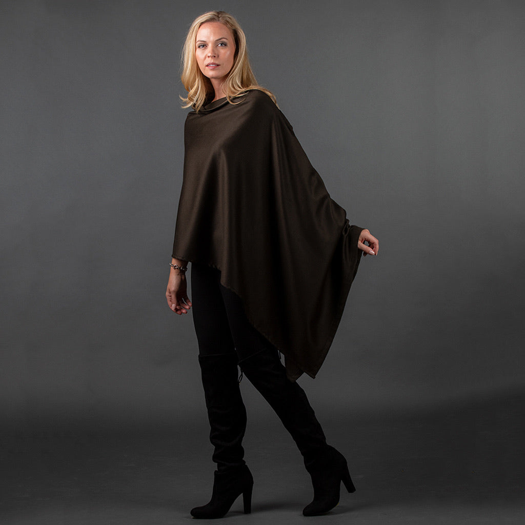 Front/Side view of cashmere wool poncho